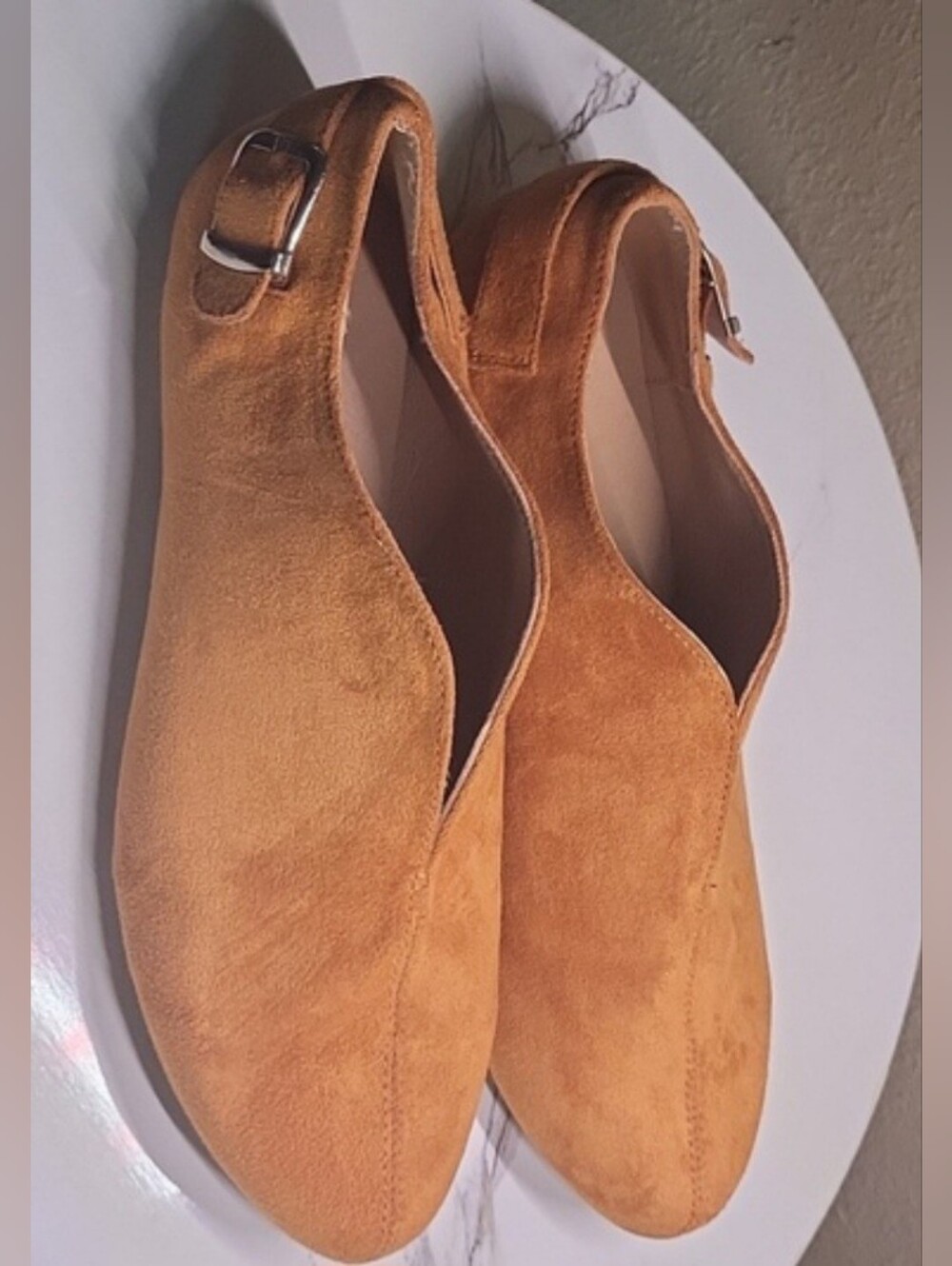 Jolimall classic pointed toe suede flat clog shoes